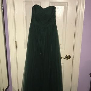 Strapless, olive green formal dress!